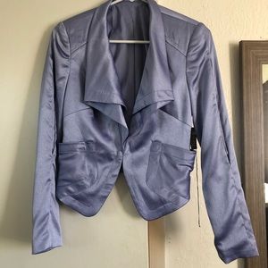 bebe Lavender Blue Satin Textured Blazer